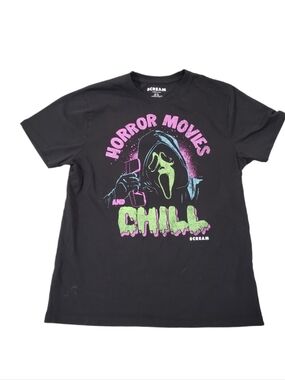Scream Ghostface Adult Black Horror Movies And Chill T-shirt Medium‎
